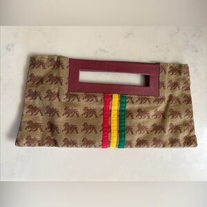 Vintage Dub Wise Bob Marley Small Clutch~12.5x6 Rasta, Red Yellow Green ~Lion